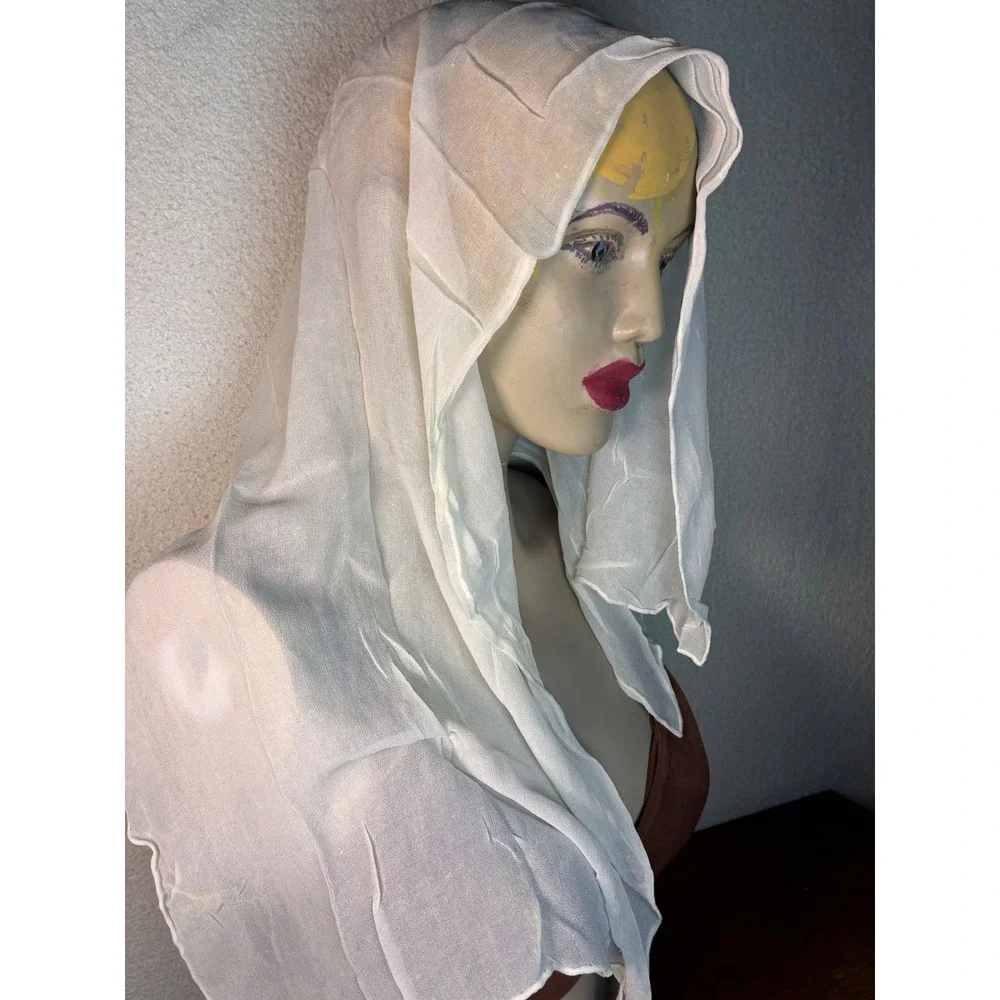 Unbranded Scarf Womens OS Ivory Excellent Embroidered Floral Sheer Rectangular